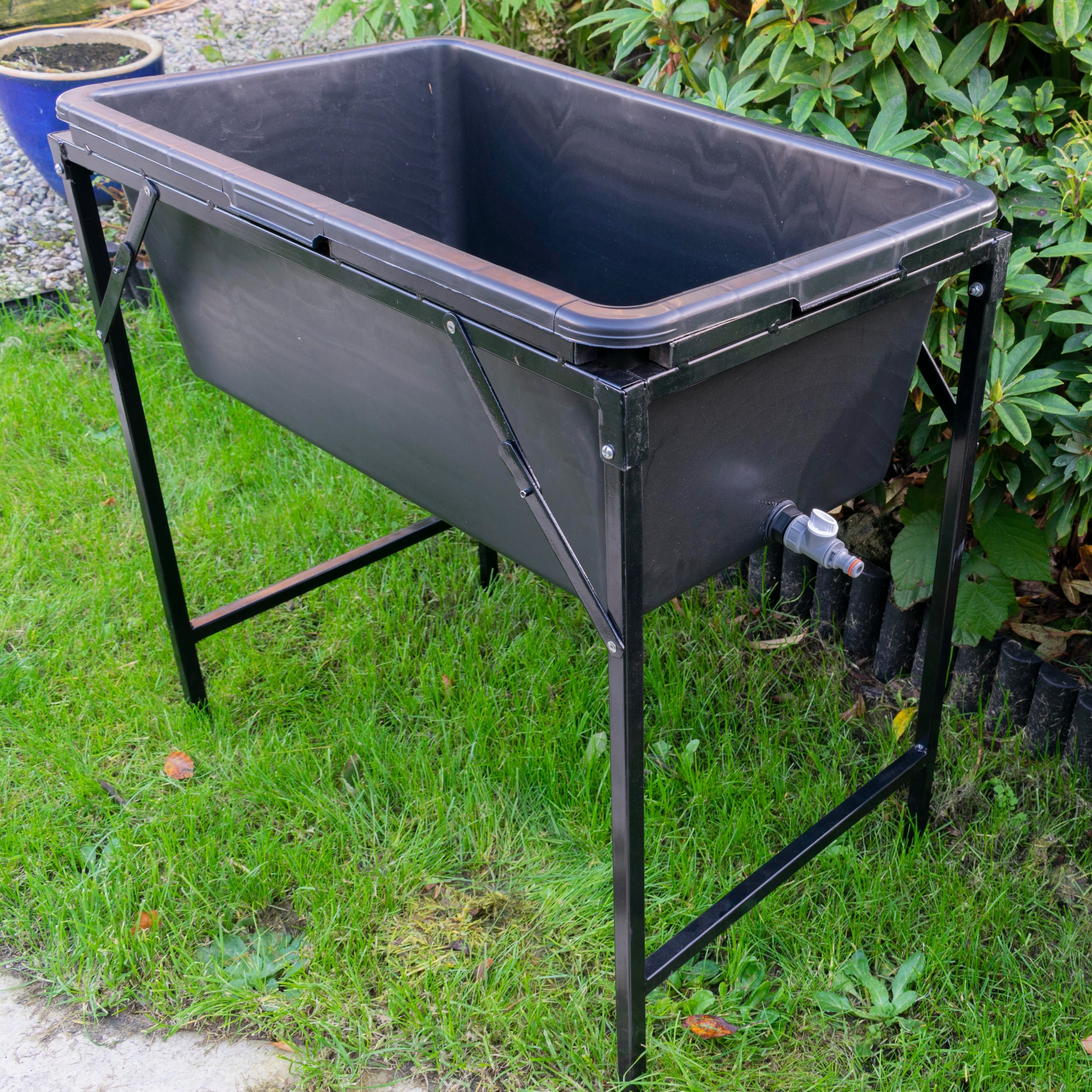 90 Litres Dog Pet Bath & Foldable Metal Stand with Drain Valve-1