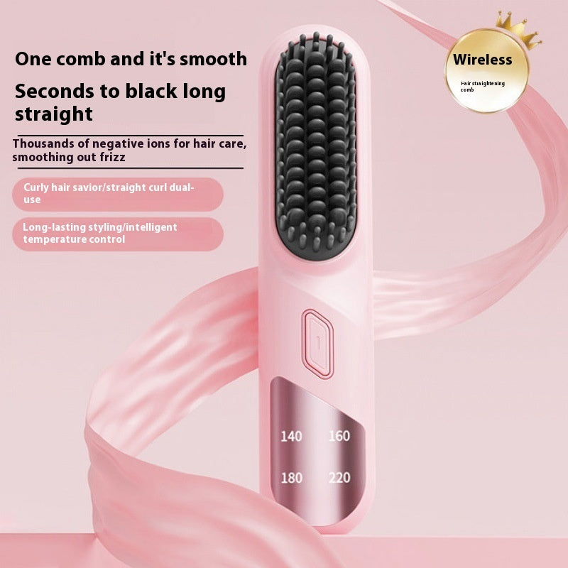 Cordless Wet & Dry Hair Straightener Brush-1