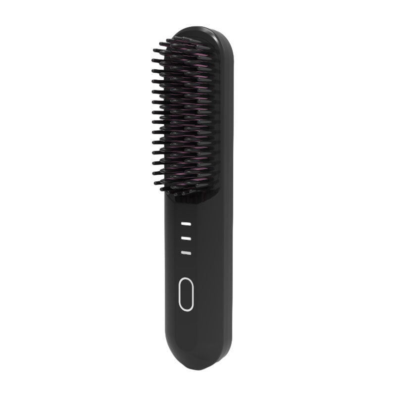 NNEDSZ Black Wireless Hair Straightening Brush - Portable 2-in-1 Styling Tool with USB Charging, Ceramic Heat Technology, and Compact Design-0