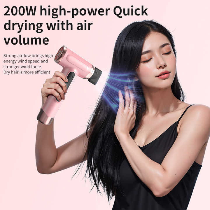 NNEDSZ White Wireless Hair Dryer with Cold & Hot Air, Portable Large-Capacity Rechargeable Ionic Dryer, Fast-Drying, Lightweight and Compact for Home and Travel-2