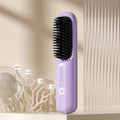NNEDSZ Purple Rechargeable Wireless Hair Straightening Brush - Sleek and Portable Styling Tool-0