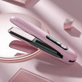 NNEDSZ Pink Wireless Rechargeable Hair Straightener with 5000mAh Battery - Portable Design & Adjustable Temperature-0