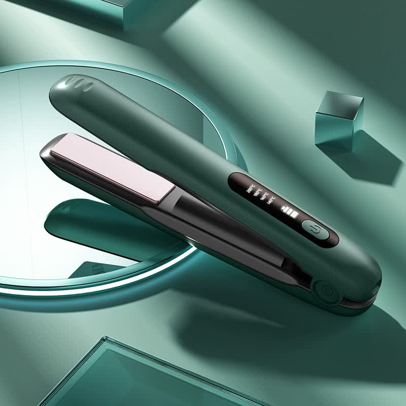 NNEDSZ Green Wireless Rechargeable Hair Straightener with 5000mAh Battery - Portable Design & Adjustable Temperature-0
